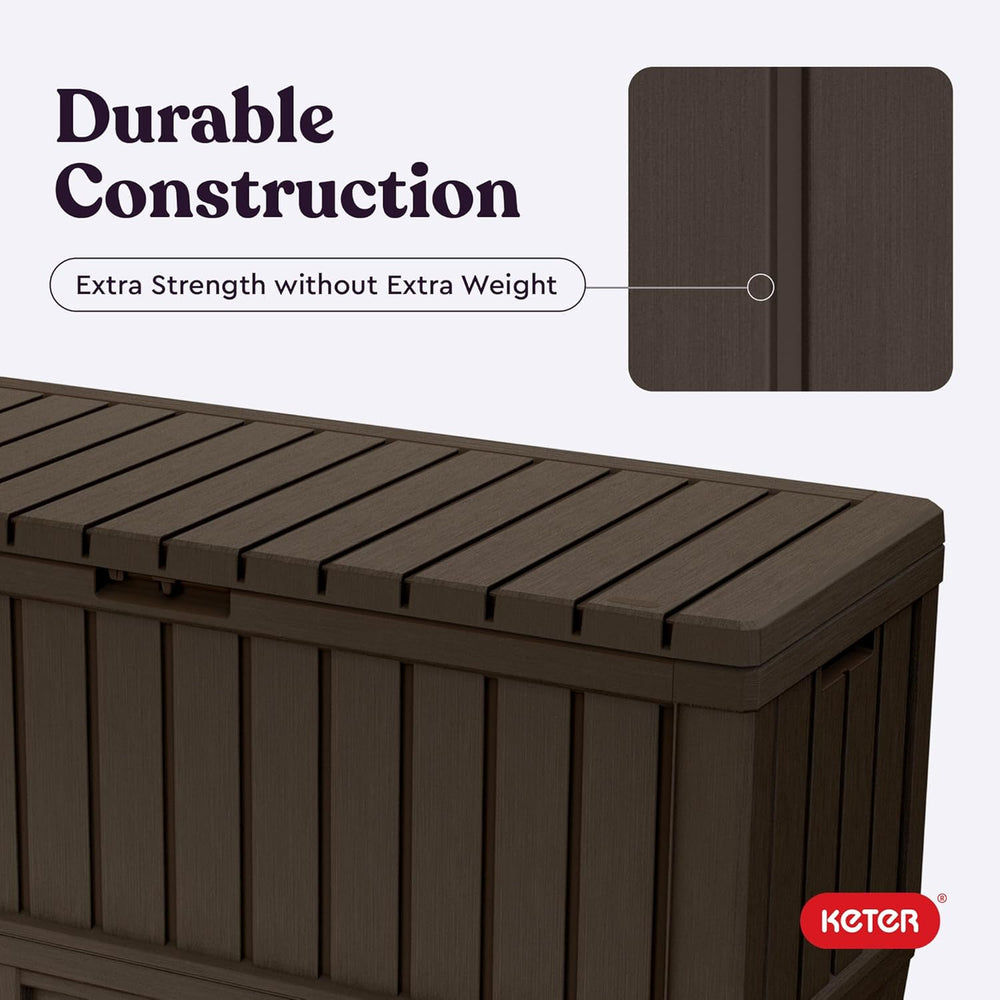Keter Kentwood 92 Gal Outdoor Storage Box for Patio and Pool Accessories