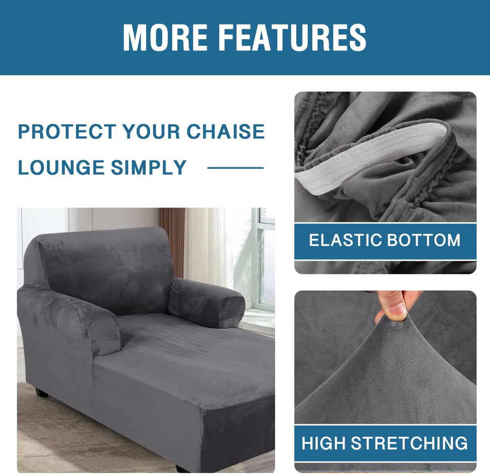 H.VERSAILTEX Velvet Chaise Lounge Cover High Stretch Chaise Chair Cover for L...