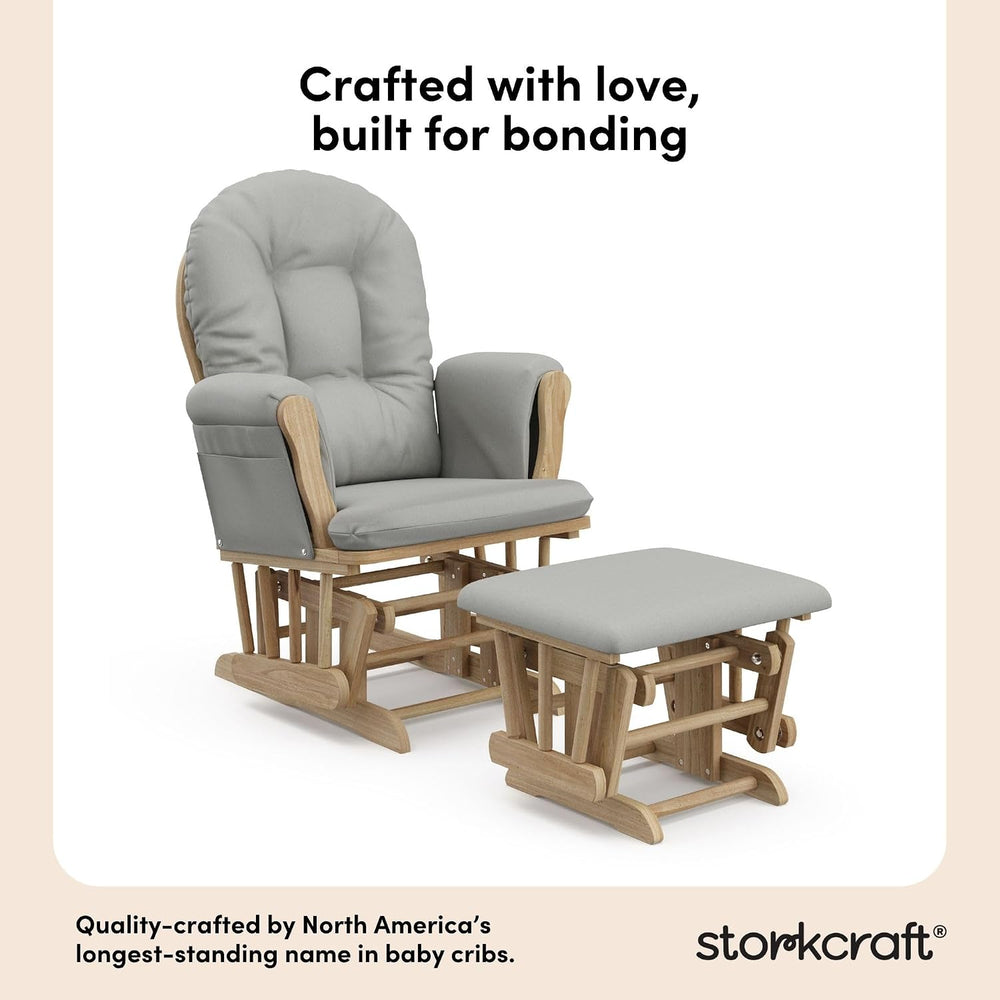 Storkcraft Premium Hoop Glider & Ottoman, Natural/Light Gray