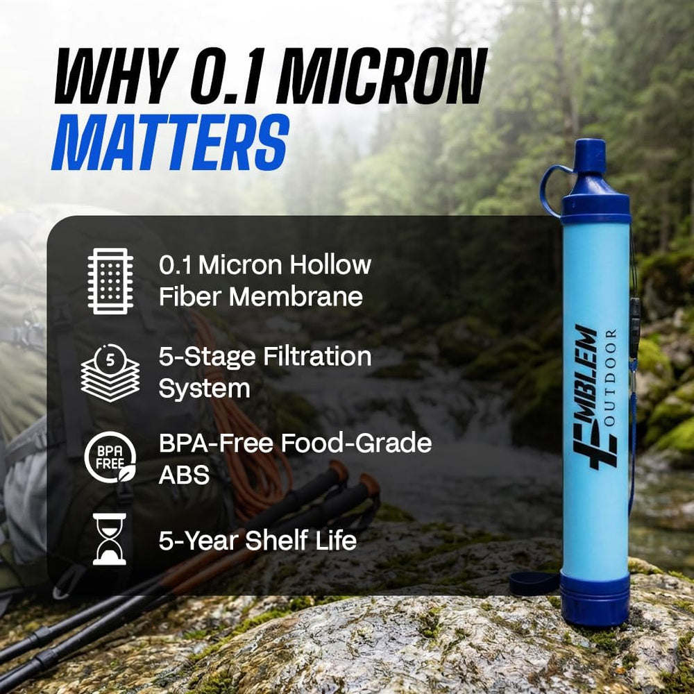 Portable Water Filter Straw 2-Pack for Camping & Emergency Prep