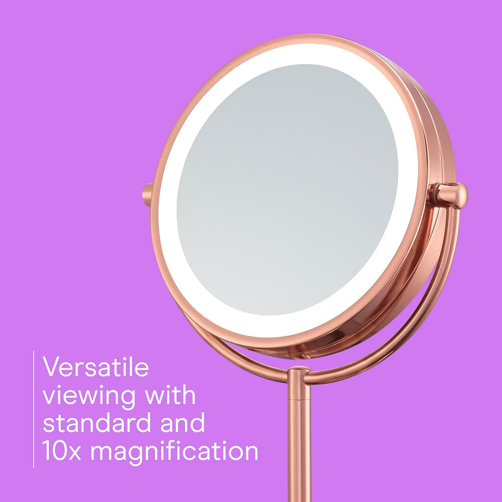 Conair Vanity Mirror, LED Lighting, 1X/10X Magnifying, Rose Gold