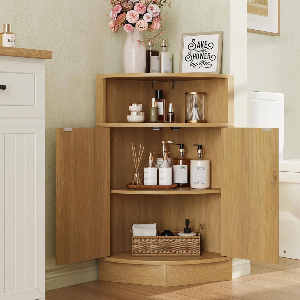 FiveWillowise Fluted Corner Cabinet, Natural