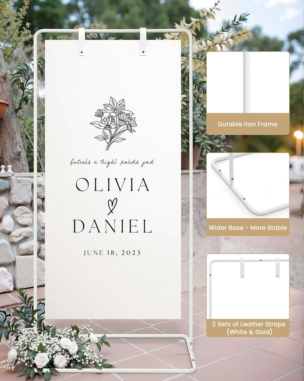Wedding Welcome Sign Stand, White Sign Holder, Includes Design Bundle