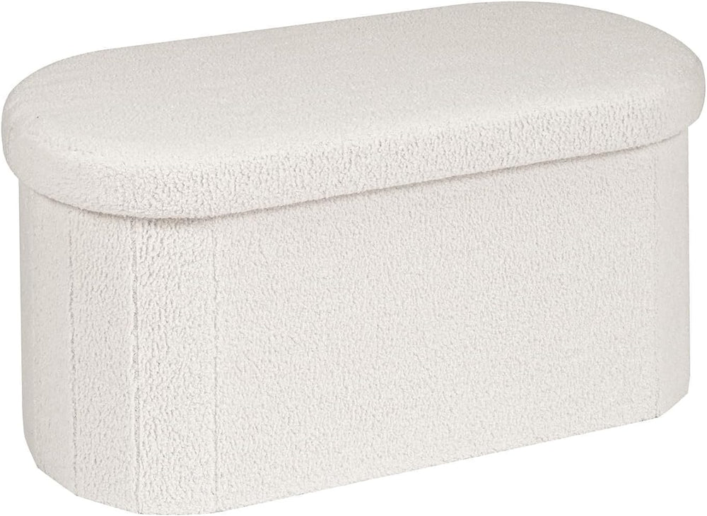 B FSOBEIIALEO 30" Folding Ottoman with Storage for Living Room, Cream White
