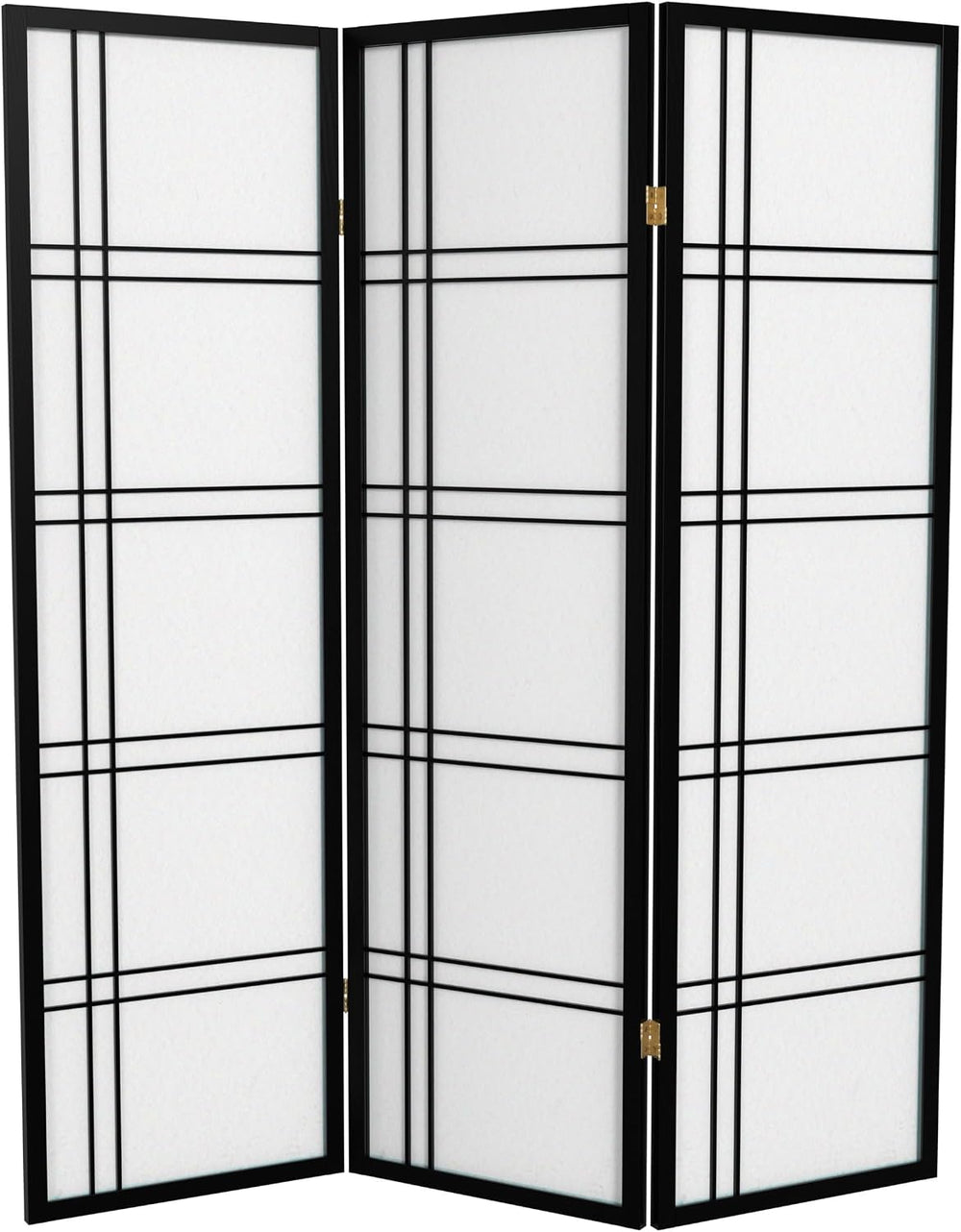Red Lantern 5 ft. Tall Double Cross Shoji Screen - Black - 3 Panels