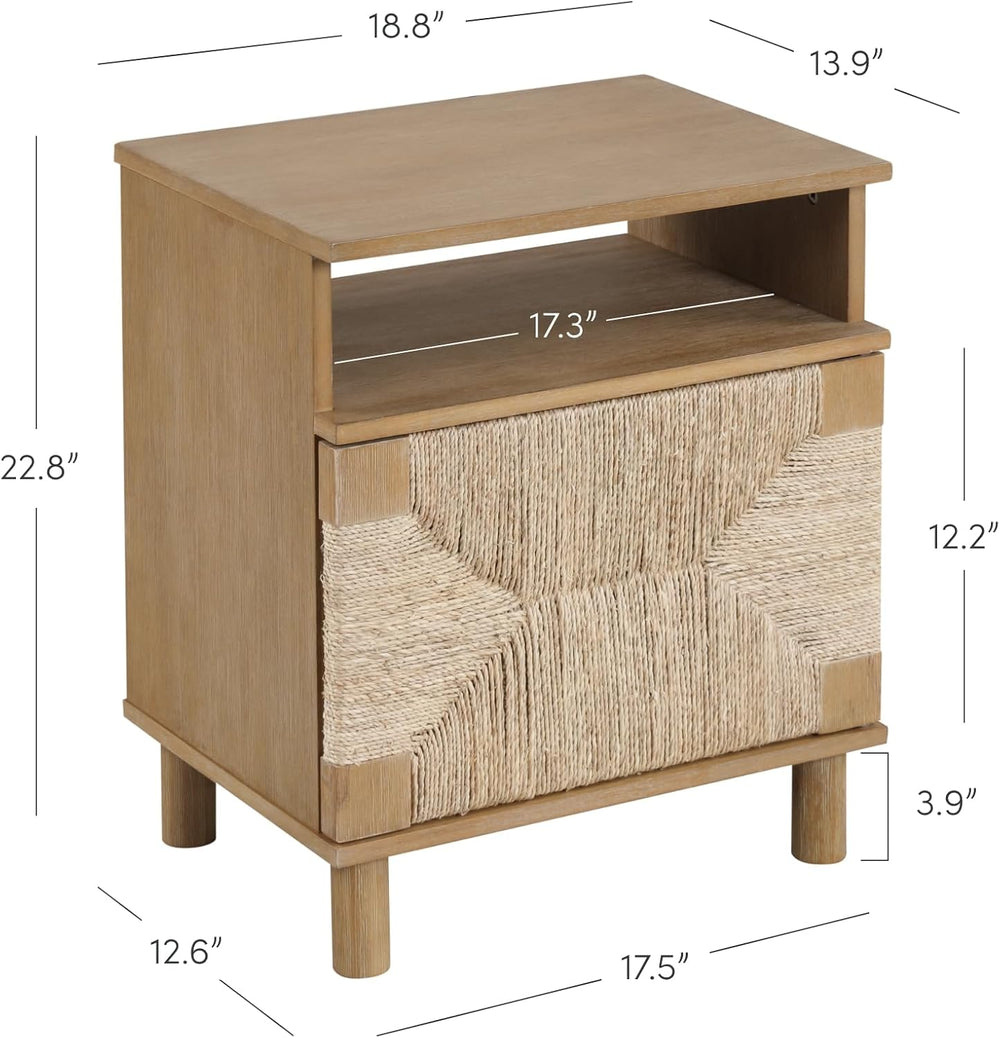 Nathan James Beacon Wood Nightstand, Bohemian Accent Table or Sofa Side Table...