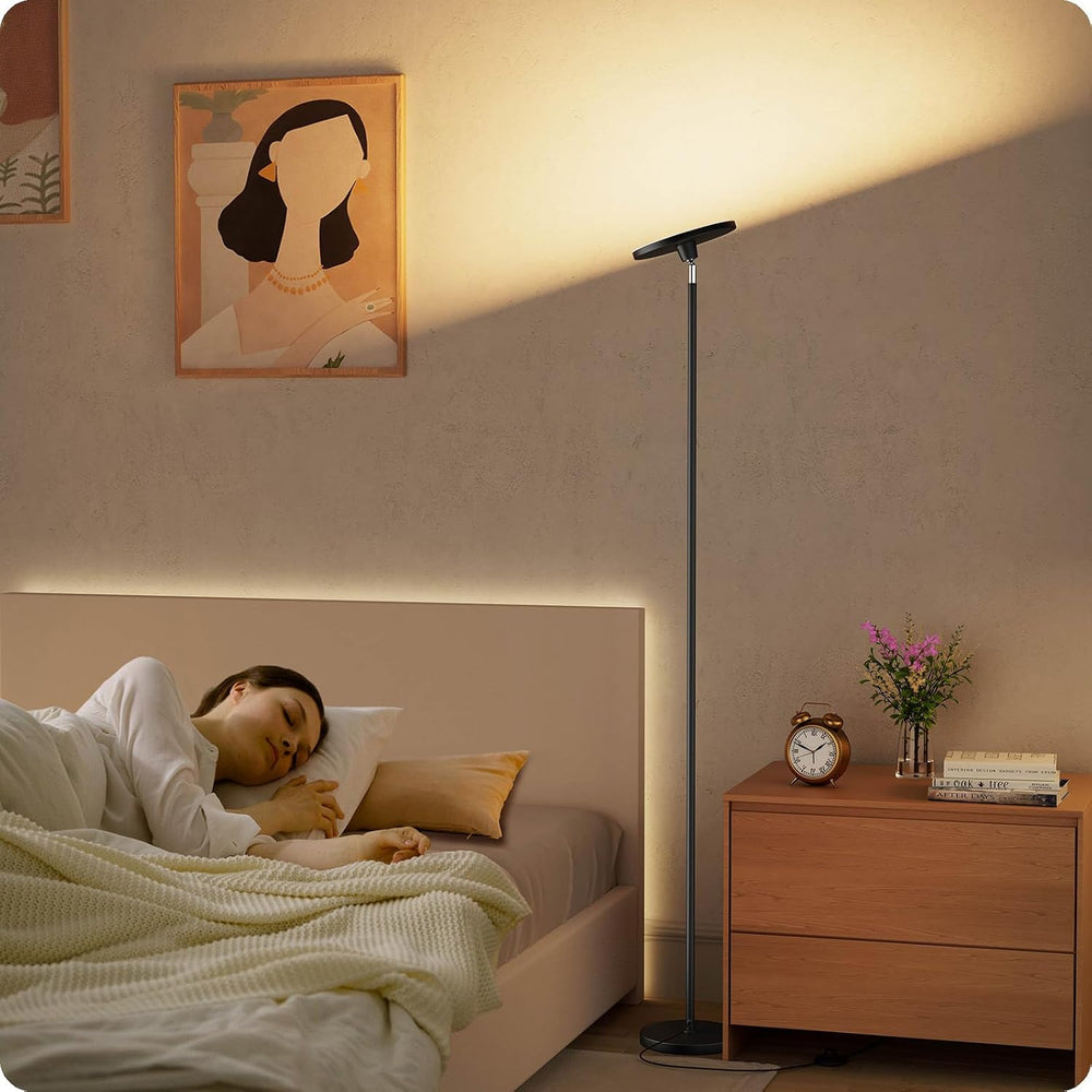 Nukanu Dimmable Torchiere Floor Lamp with Remote,Black