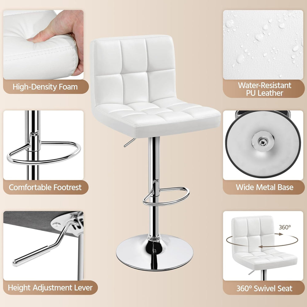 Yaheetech Bar Stools Set of 3 Adjustable Counter Height Barstools White