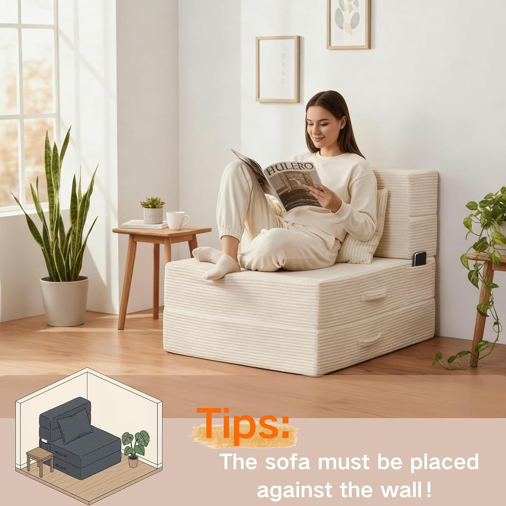 Folding Sofa Bed, Convertible Sleeper Chair Bed, Floor Sofa with Bag