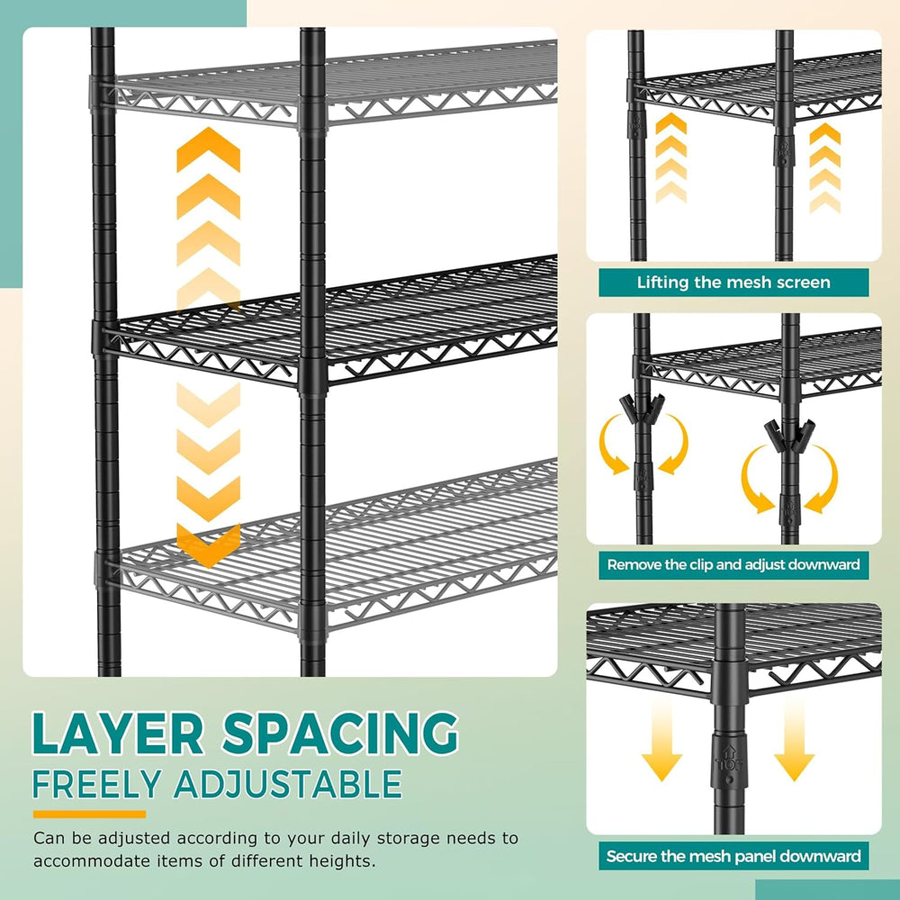 SINGAYE 4 Shelves Adjustable Shelf Heavy Duty Wire Storage Shelving Metal