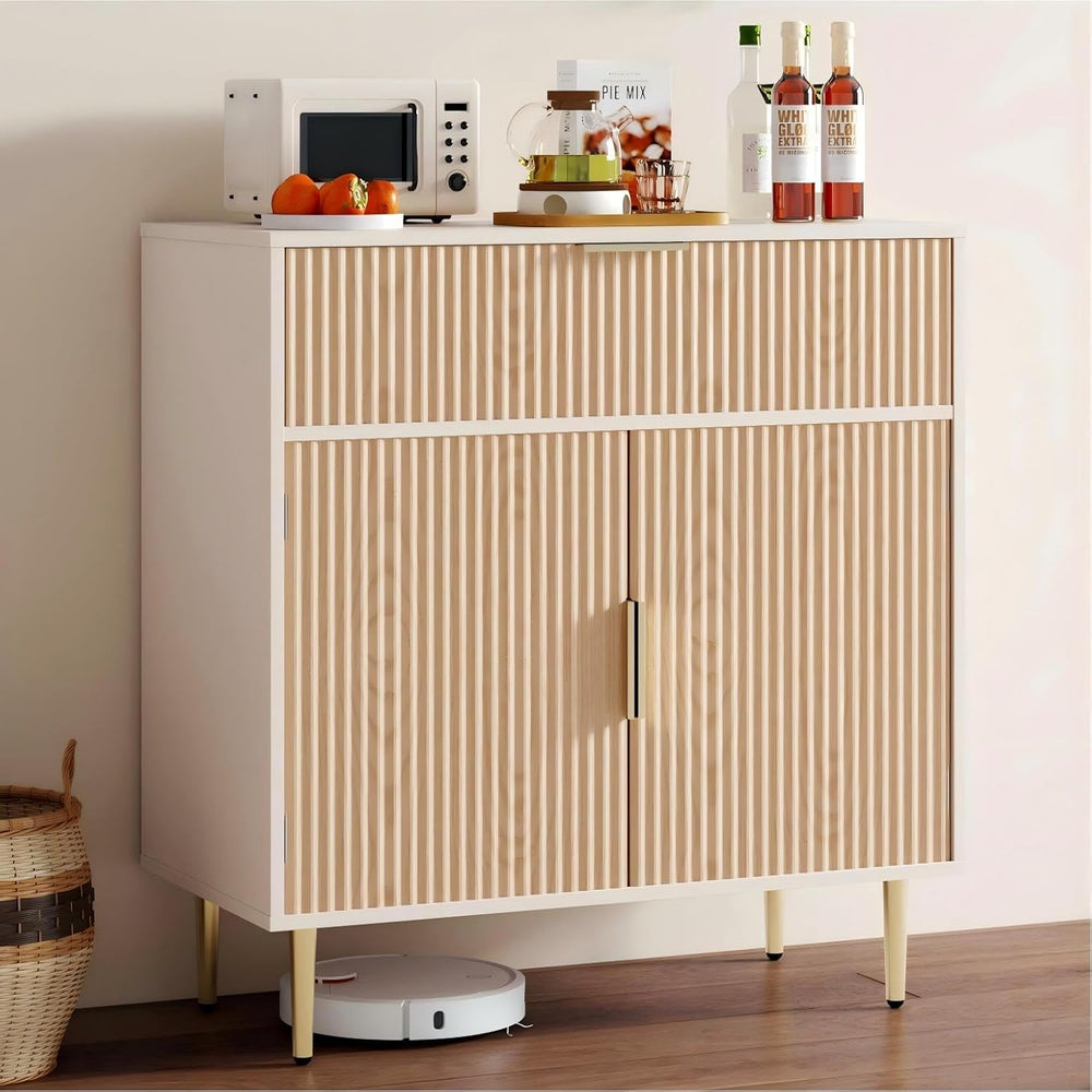 Housoul Sideboard Buffet Cabinet with 2 Doors and Large Drawer, Oak