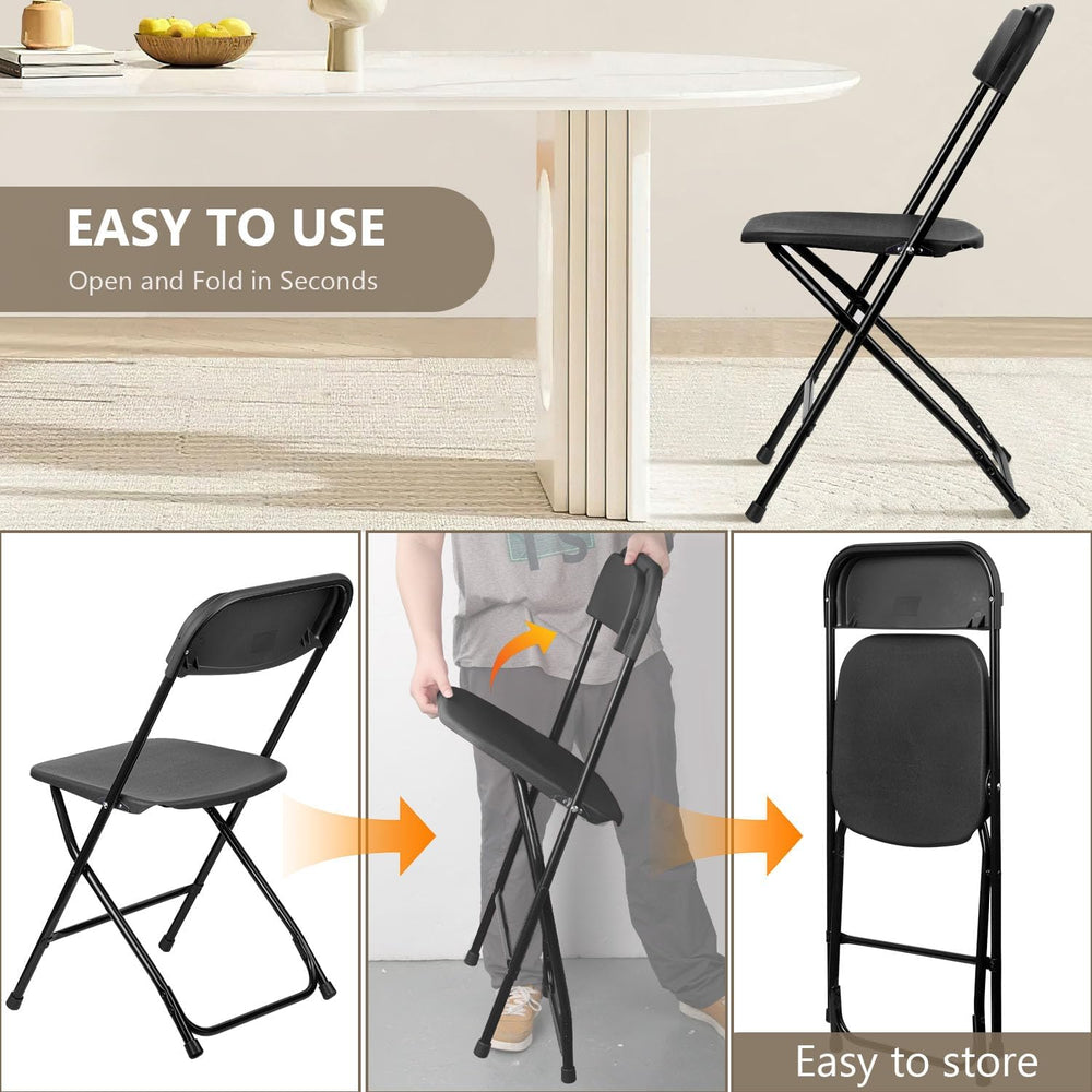 OS MOTOR Portable Heavy Duty Folding Chairs 10 Pack, Black
