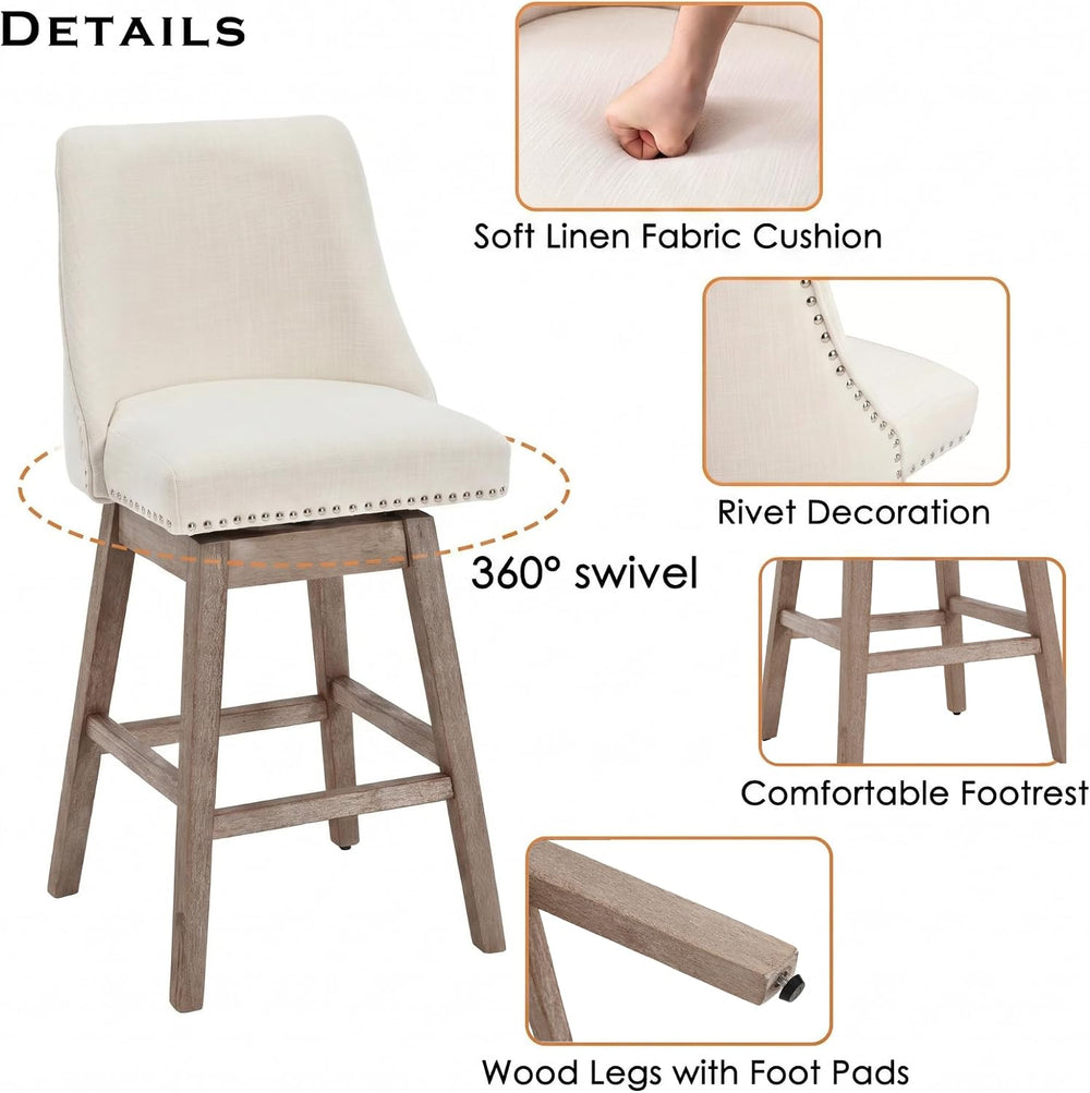 chairus Counter Height Swivel Bar Stool Chairs Set of 2 Mid-Century Modern 27...