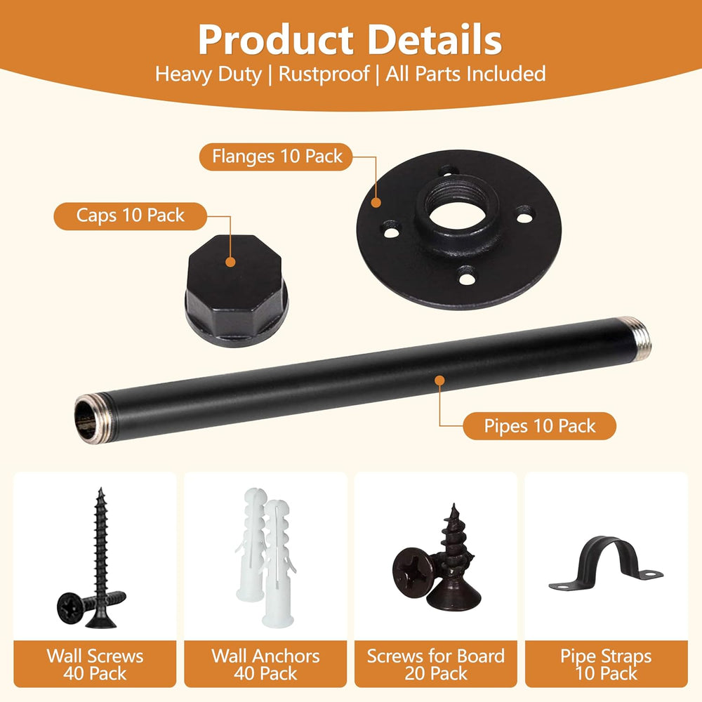 IAE Wall Mounted Closet Rod,Industrial Pipe Clothes Rack,Closet Hanging Bar