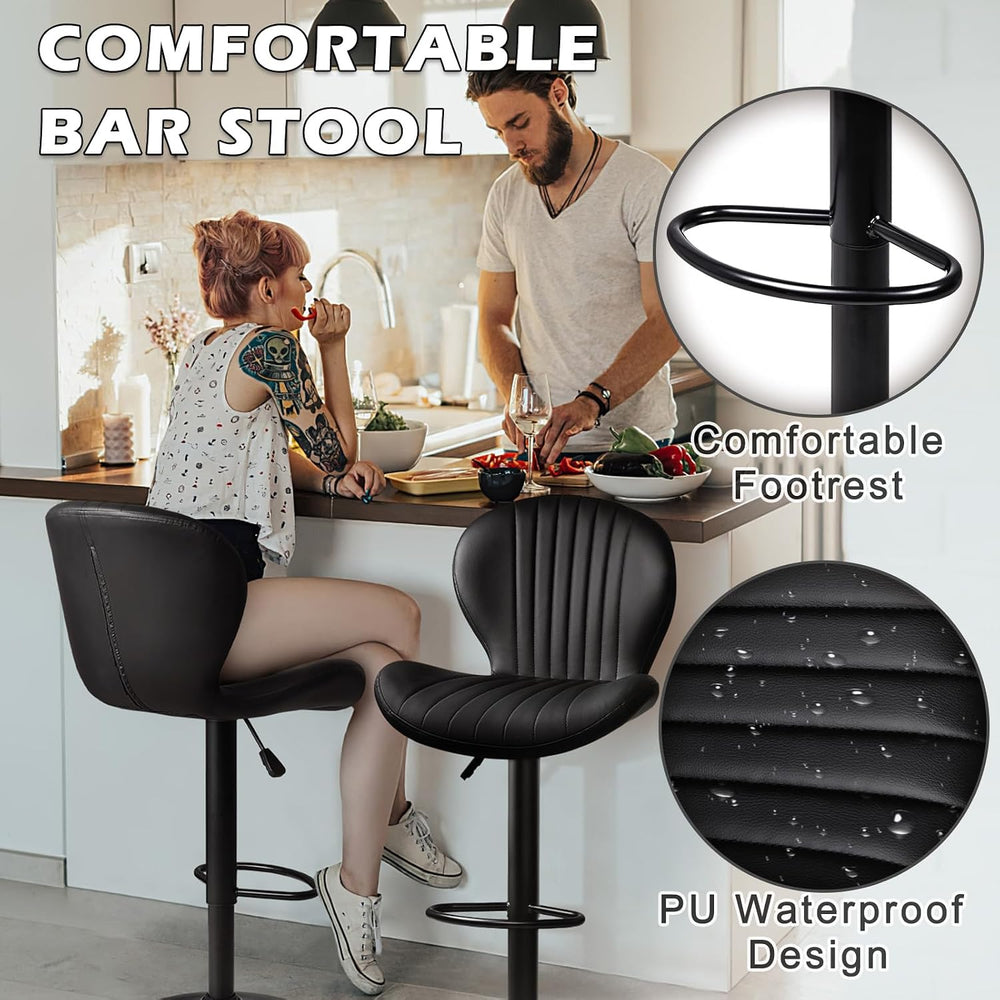 Waleaf Swivel Bar Stools Set of 4, Adjustable Counter Height with Backrest