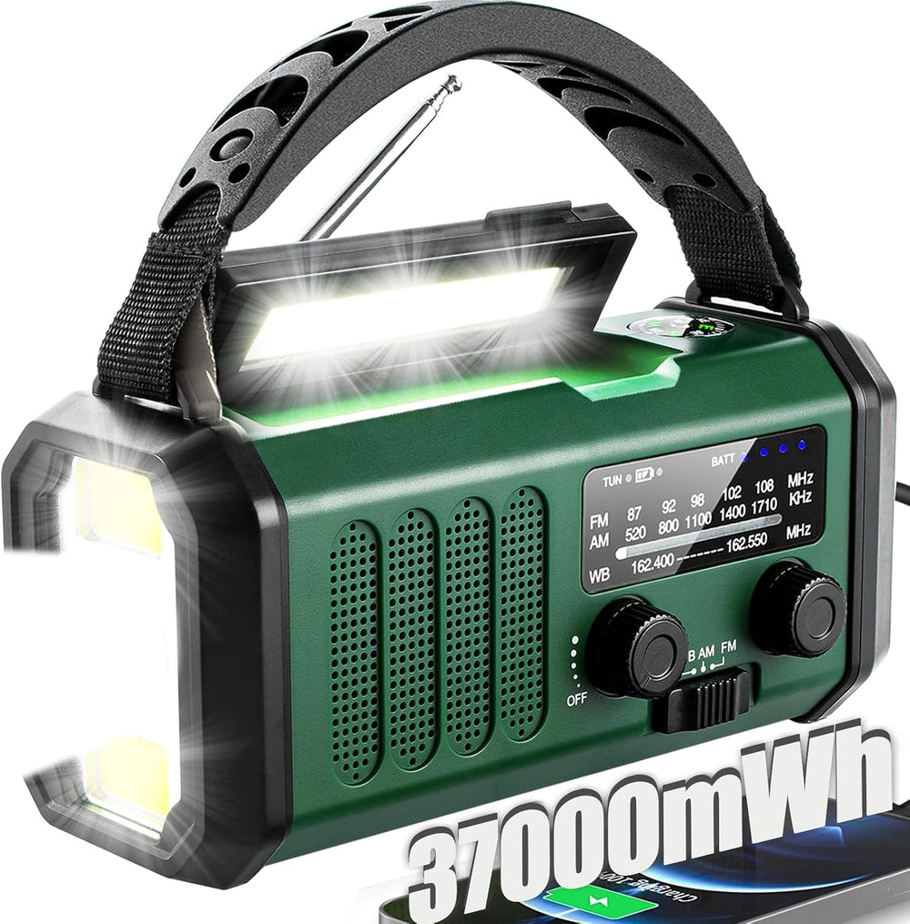 QAUYYW Hand Crank Emergency Radio, 10000mAh Solar AM/FM Weather Radio