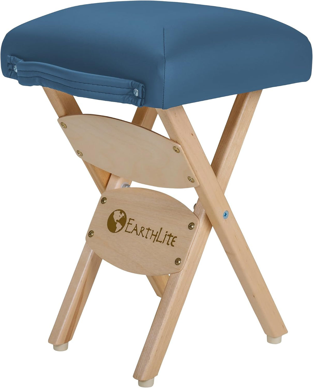 EarthLite Wooden Folding Stool, 19in, Mystic Blue