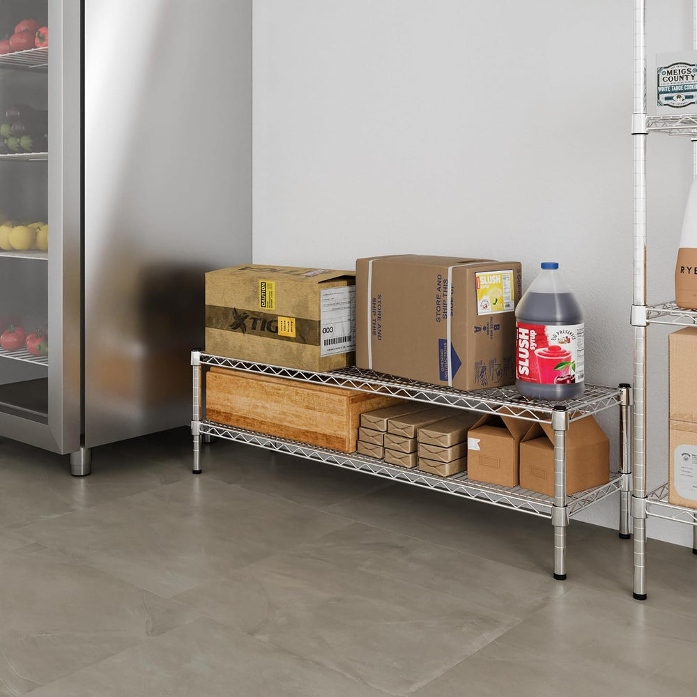 14" Deep x 48" Wide x 14" Height Wire Shelving Kit | 2-Tier | ...