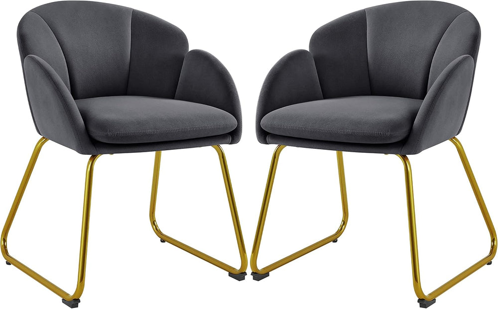 Yaheetech Velvet Living Room Chair, Flower Shaped Armchair with Golden Legs, ...