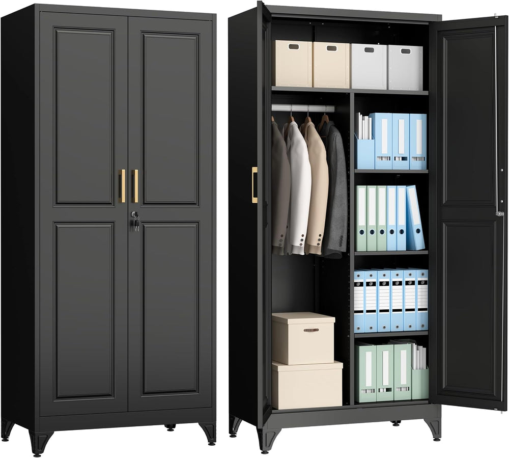 Polup 71" Tall Metal Armoire Wardrobe Closet with Lock