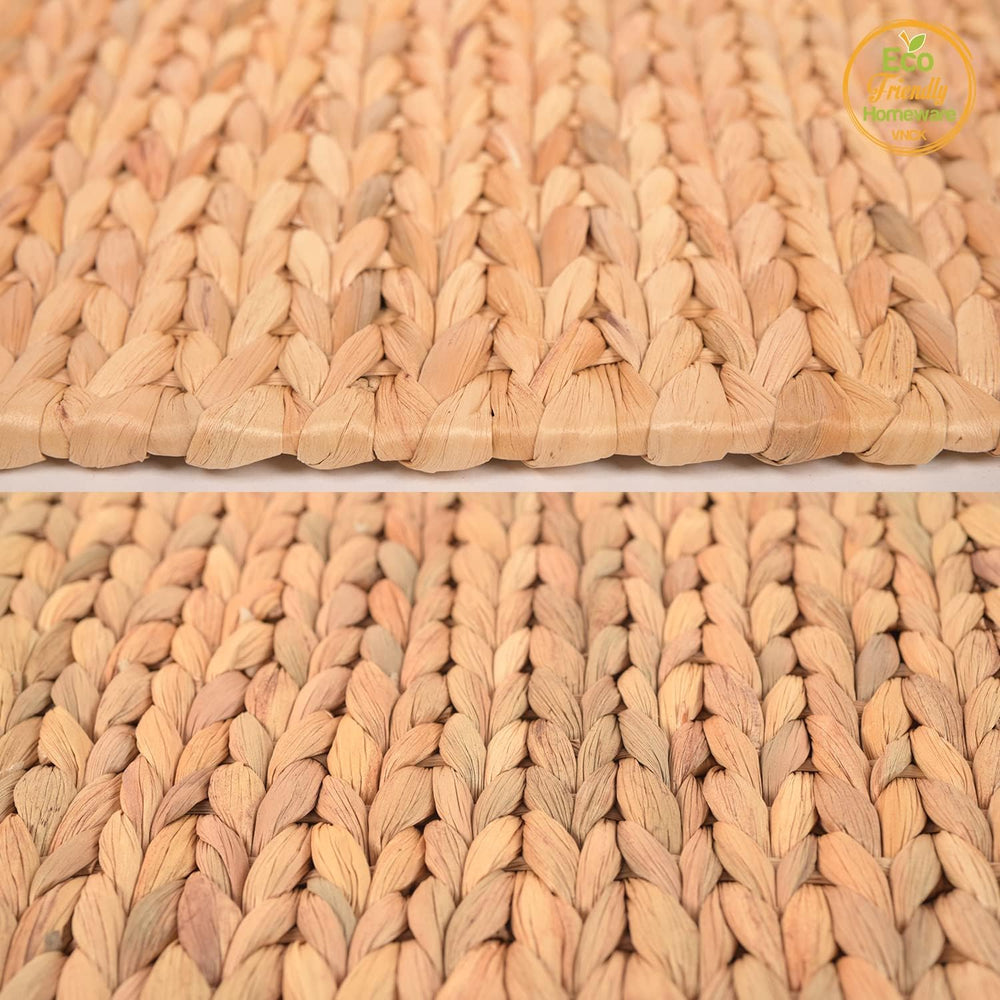 Square Placemats Set of 6, Water Hyacinth Woven Placemats for Dining Table, B...