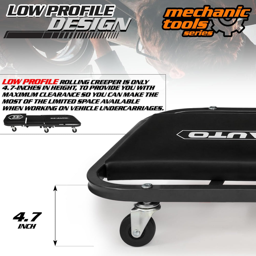 M-AUTO Foldable Z Creeper 2-in-1 Rolling Folding Car Creeper & Seat, 36&q...