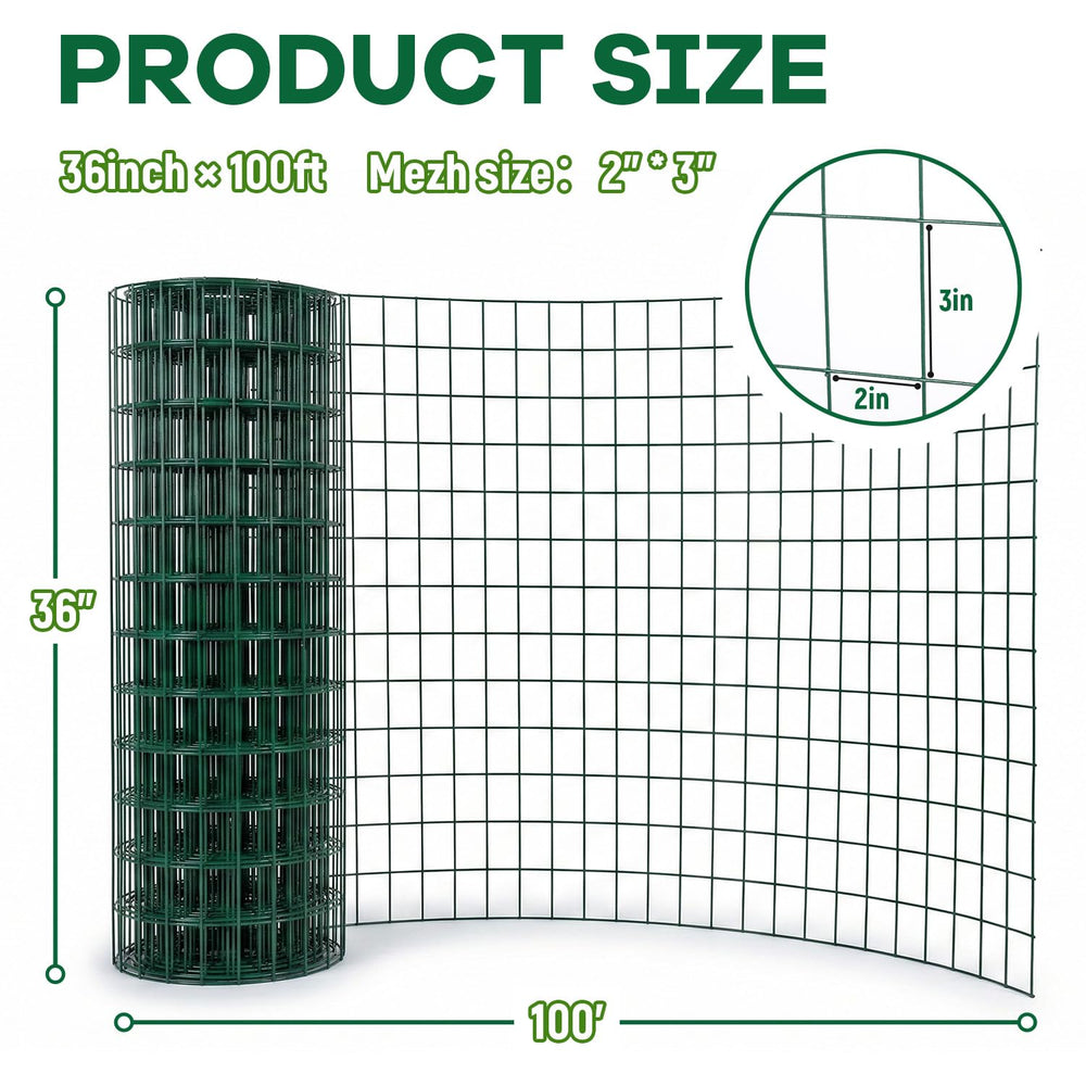 Wire Fence Green PVC Coated Welded Wire Fencing, Garden Fence Roll Vinyl Coat...
