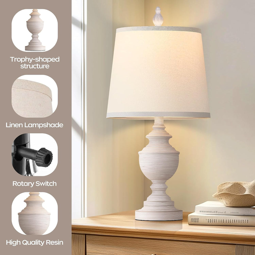 PARTPHONER Retro Table Lamps Set of 2, Bedside Lamp for Bedroom Rustic Farmho...