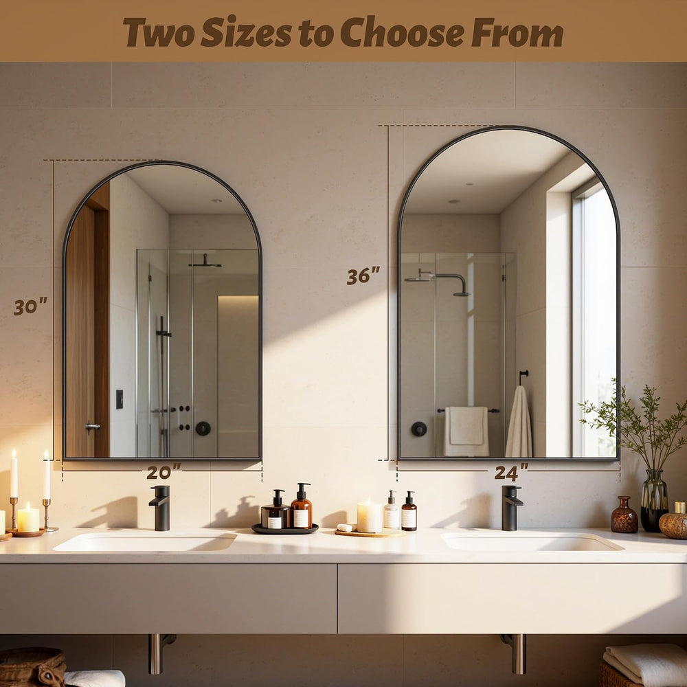 Antok Arched Bathroom Mirror, 20"x30" Wall Mounted Mirror, Vanity M...