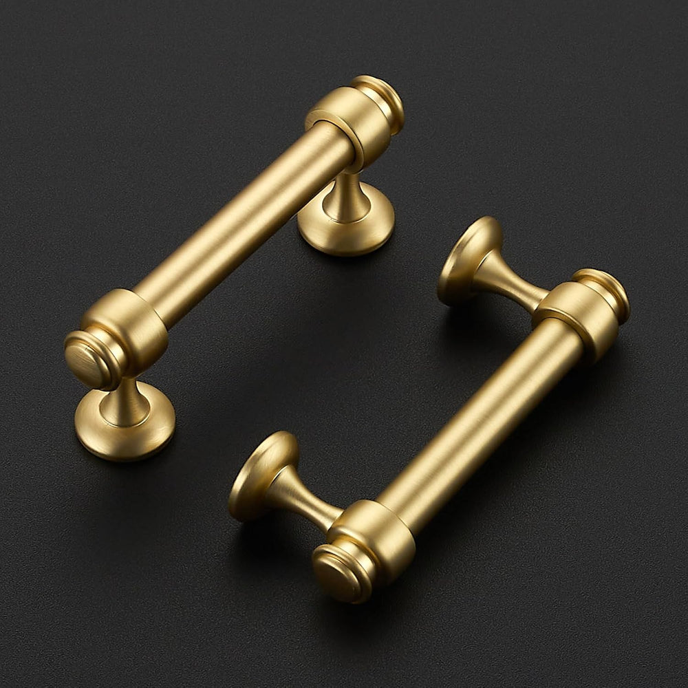 12 Pack Brushed Gold Cabinet Handles, 3" Hole Center Drawer Pulls