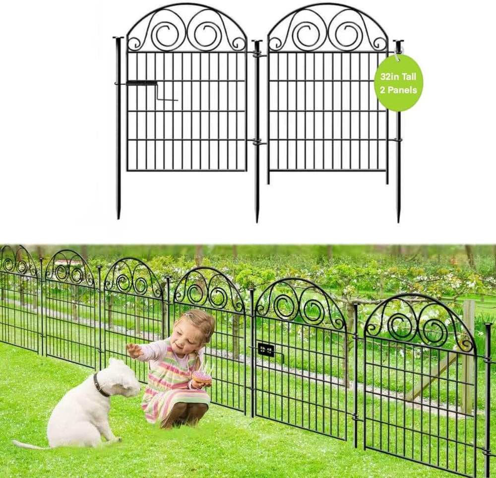Getlay Tall Garden Animal Barrier Fencing with Gate, 32 Inch(H) 2 Panels Tota...