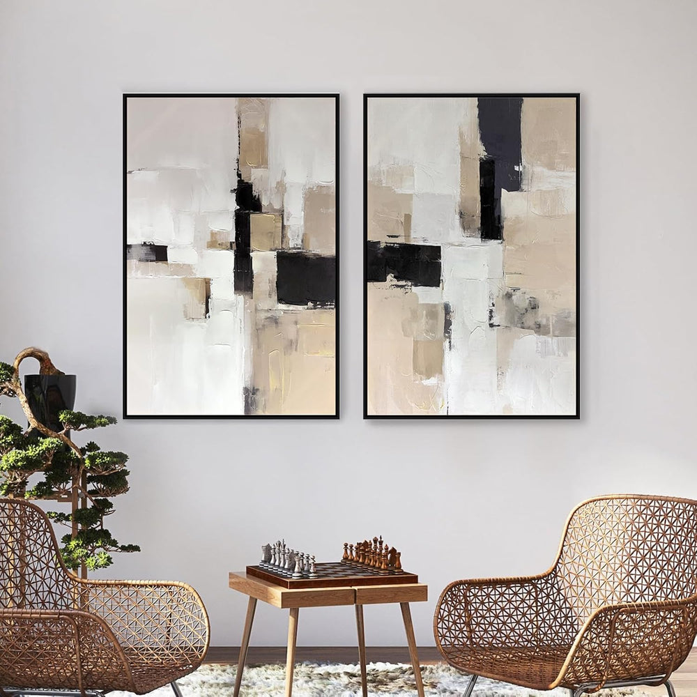 Zessonic Neutral Abstract Wall Art, Modern Textured Wall Decor, 24"x36&q...