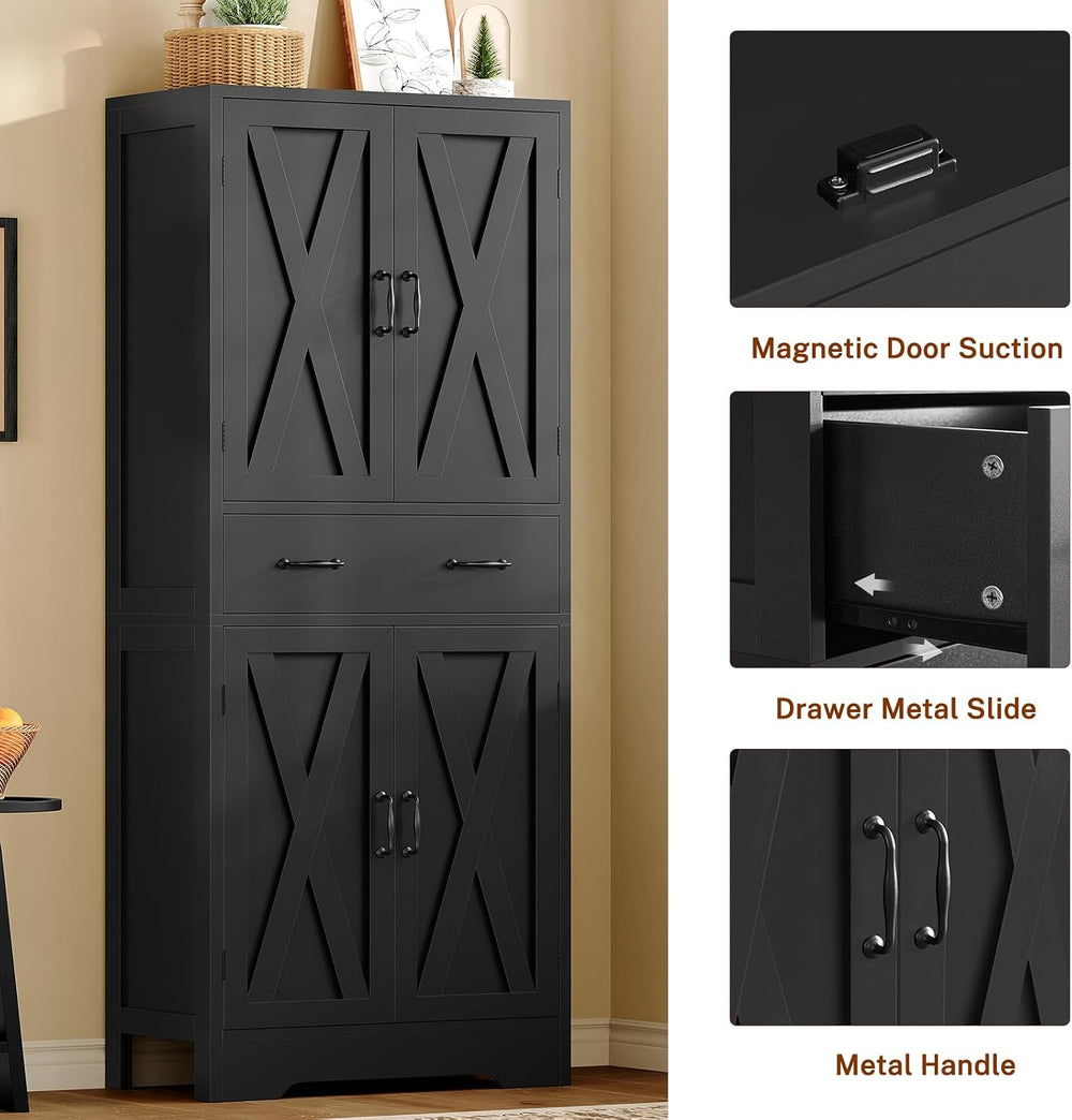 TEENFON Tall Storage Cabinet with 2 Adjustable Shelves & 1 Large Drawer, ...