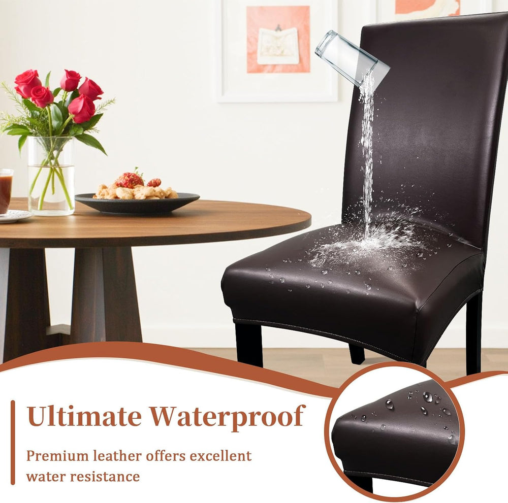 Pu Leather Dining Chair Covers set of 4, Waterproof Kitchen Chair Covers for ...