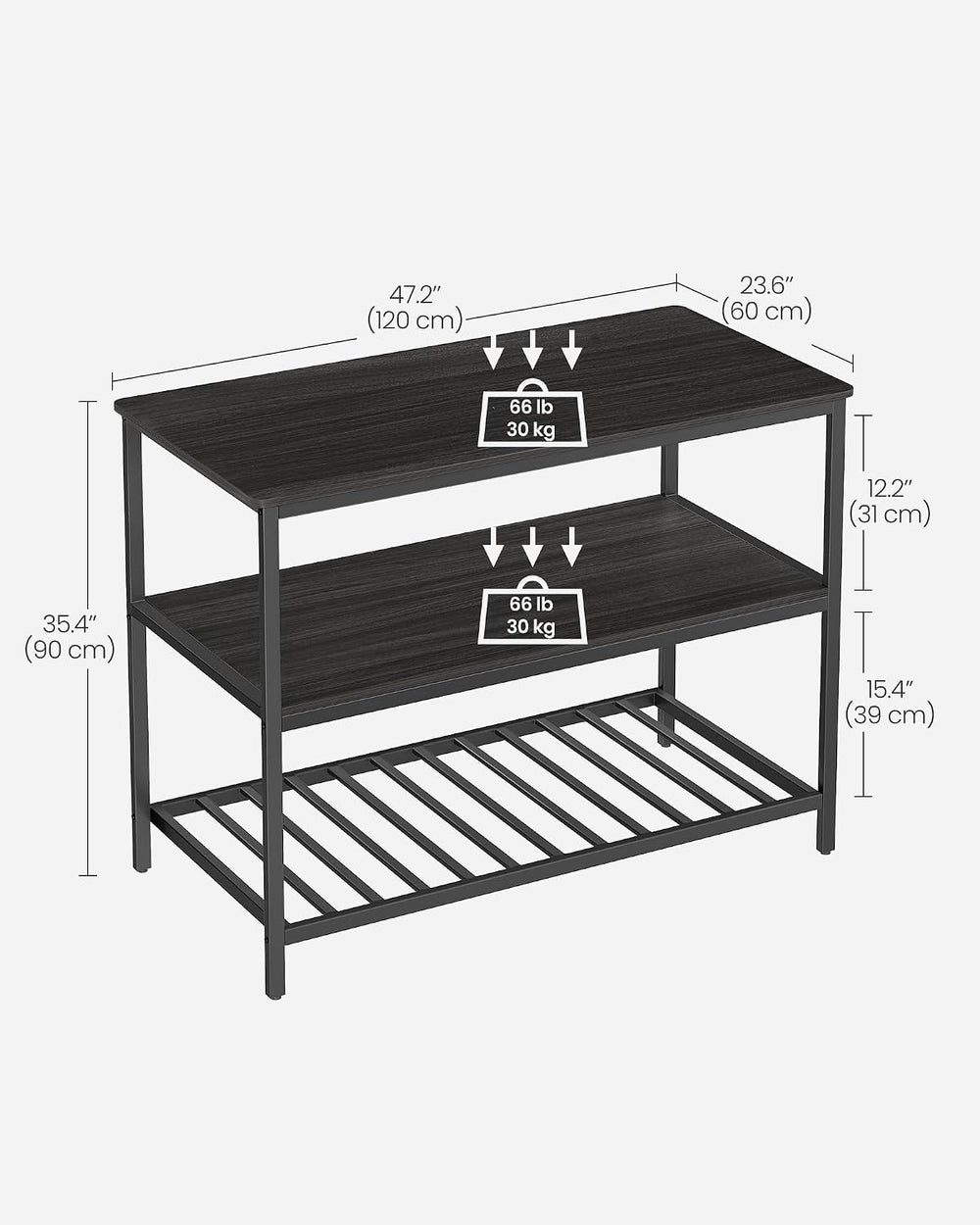 VASAGLE Kitchen Island with 3 Shelves, Storage Cabinet, Steel Structure