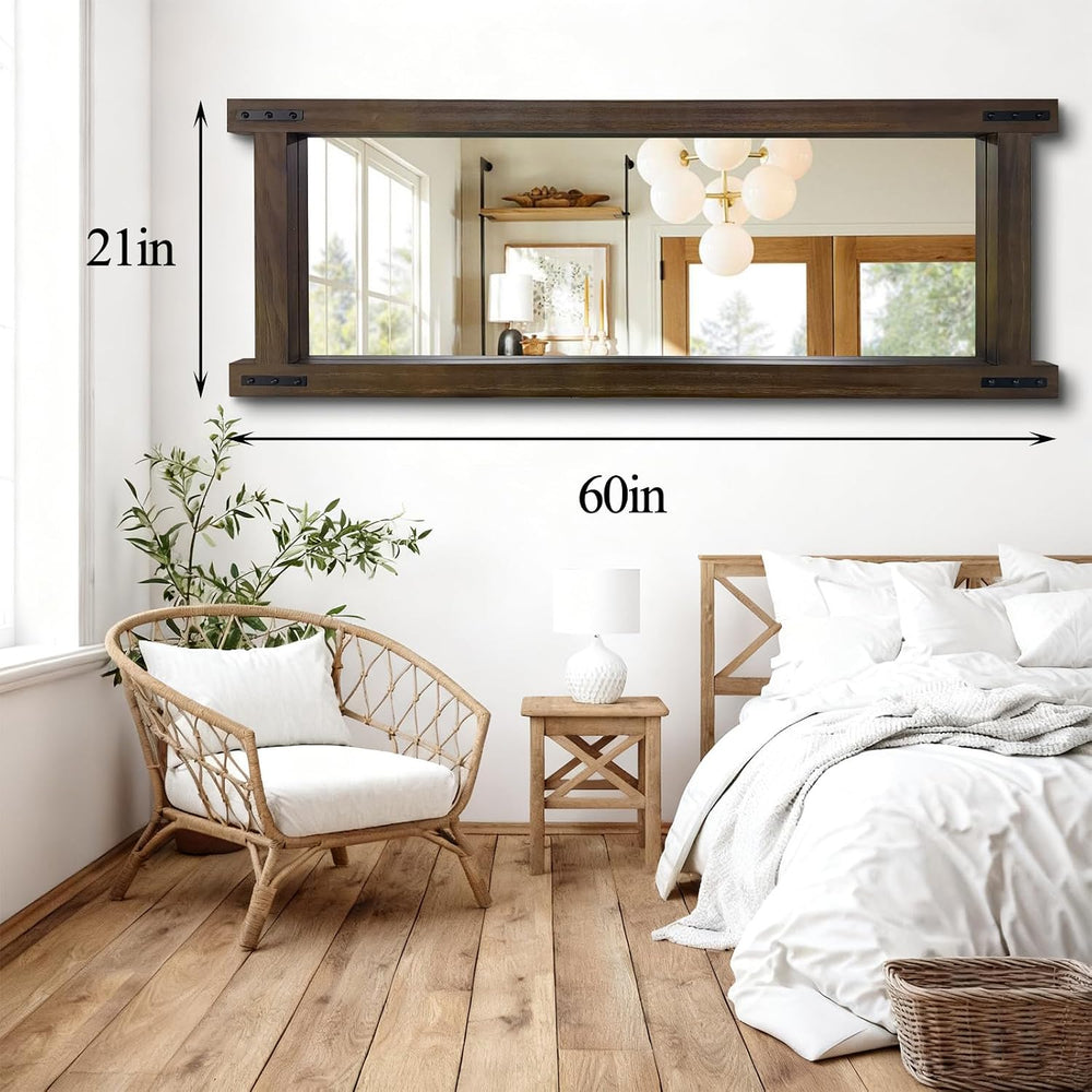 Full Length Mirror with Wood Frame ,60" x 21" Standing Full Body Fl...