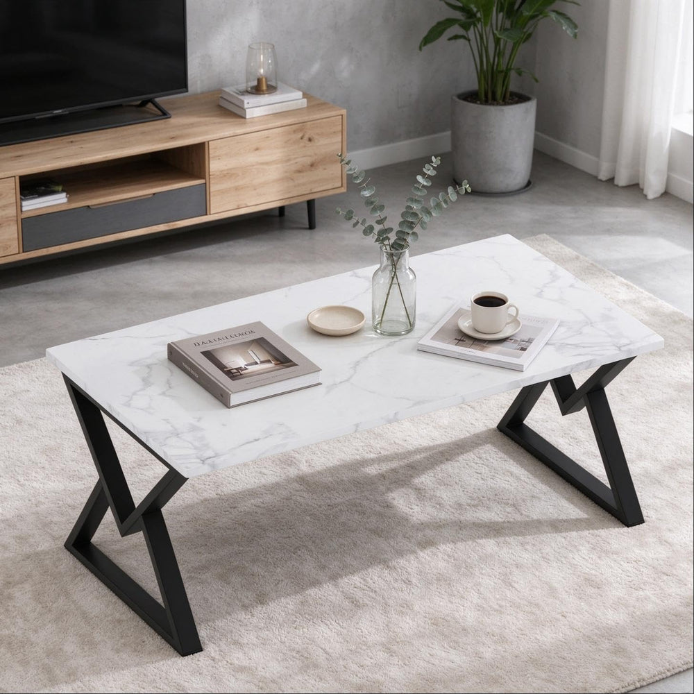 Coffee Tables for Living Room, Marble Coffee Table Modern White