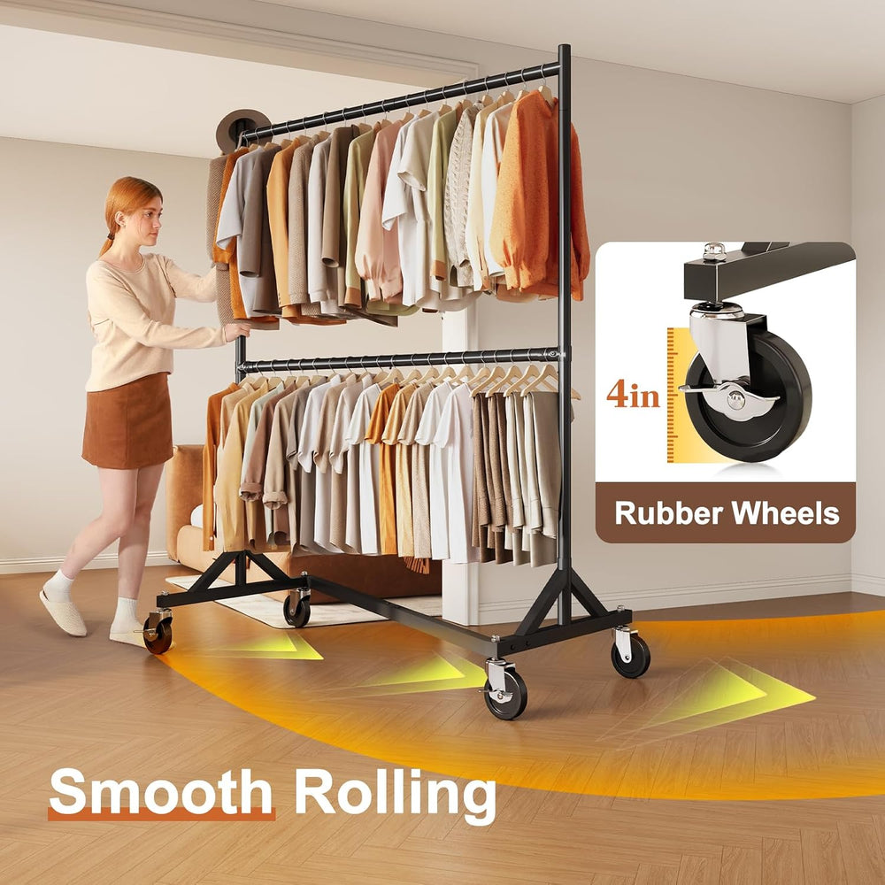 HOKEEPER Z Rack, Clothes Rack Hold 550LB Adjustable Height Black 2 Packs