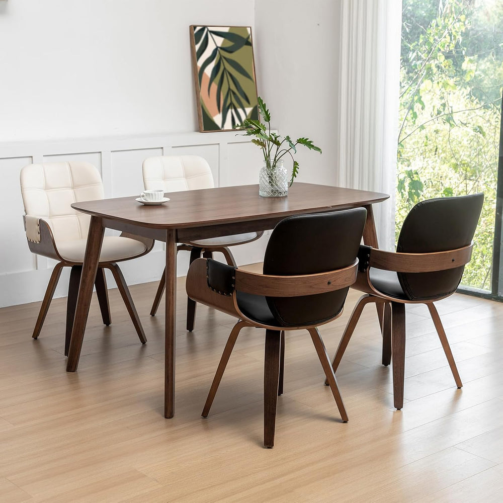 Swivel Dining Chairs, Mid Century Modern Chairs with Arms and Curved Back