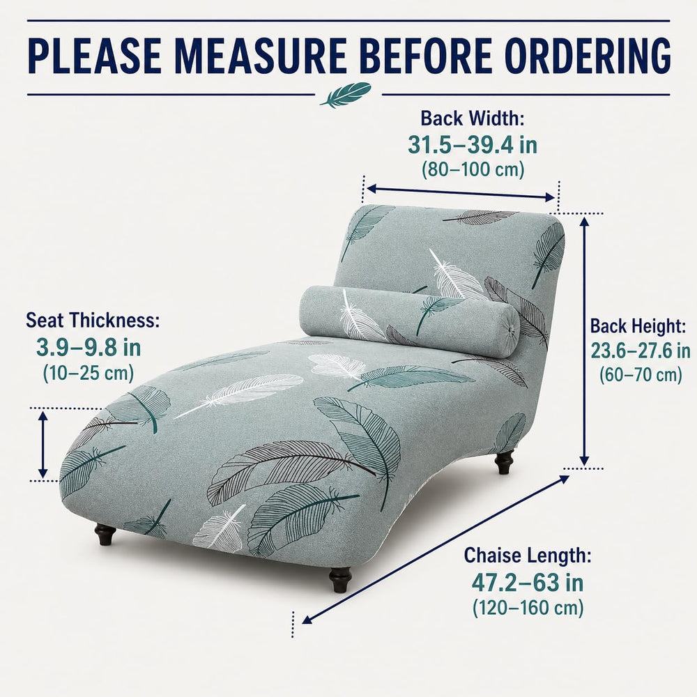 Printed Armless Chaise Lounge Indoor Slipcover Stretch Chair Covers for Livin...
