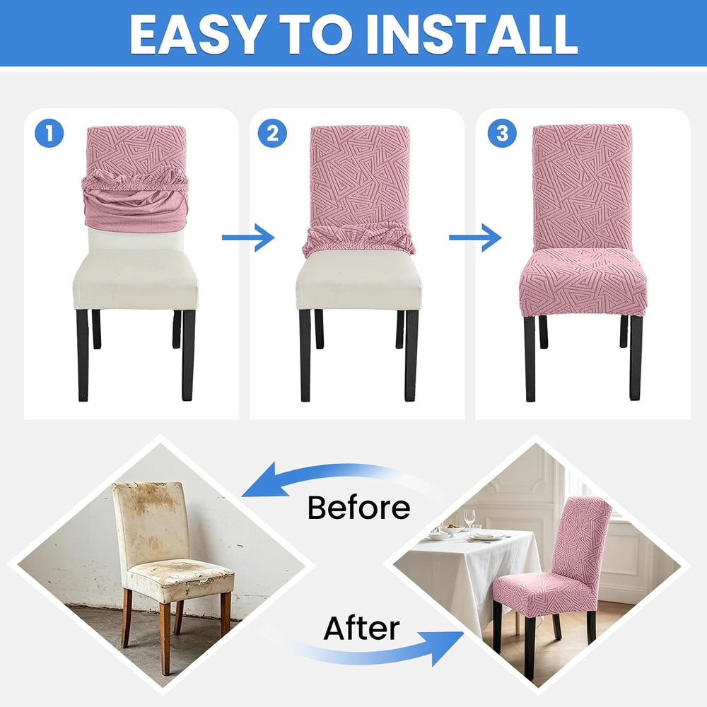 Stretch Spandex Chair Covers for Dining Chairs Set of 6, Pink