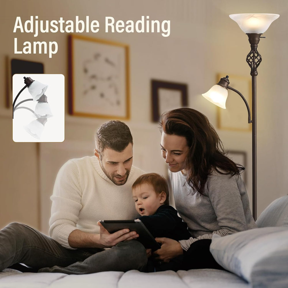 GyroVu Torchiere Floor Lamp for Living Room, LED Standing Reading Light