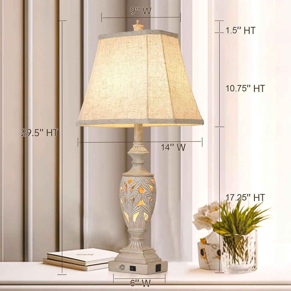 AIDENOEY 29.5" Table Lamp Set of 2 with Nightlight, Separate Touch Switch