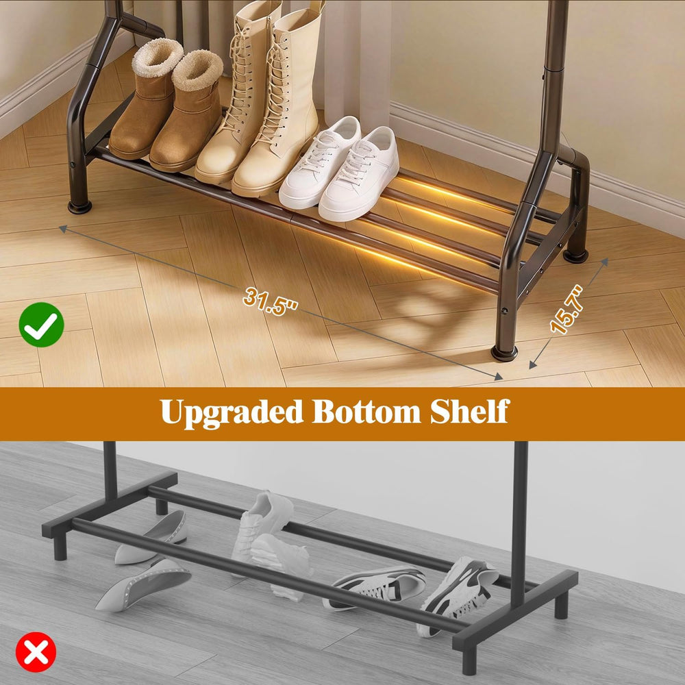EAGMAK Sturdy Clothing Racks with Shelf, Metal Clothes Rack with Leveling Fee...