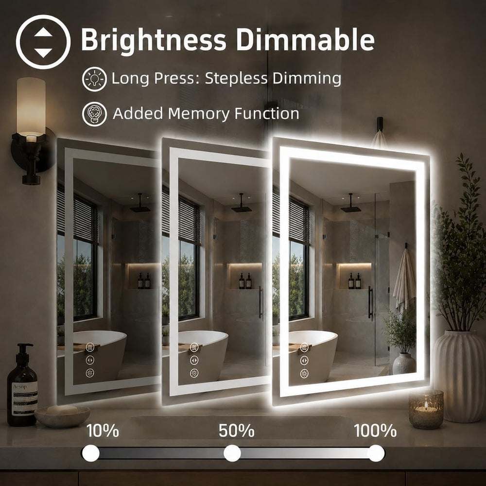 20"x28" LED Bathroom Mirror with Lights, Dimmable Wall Mirror