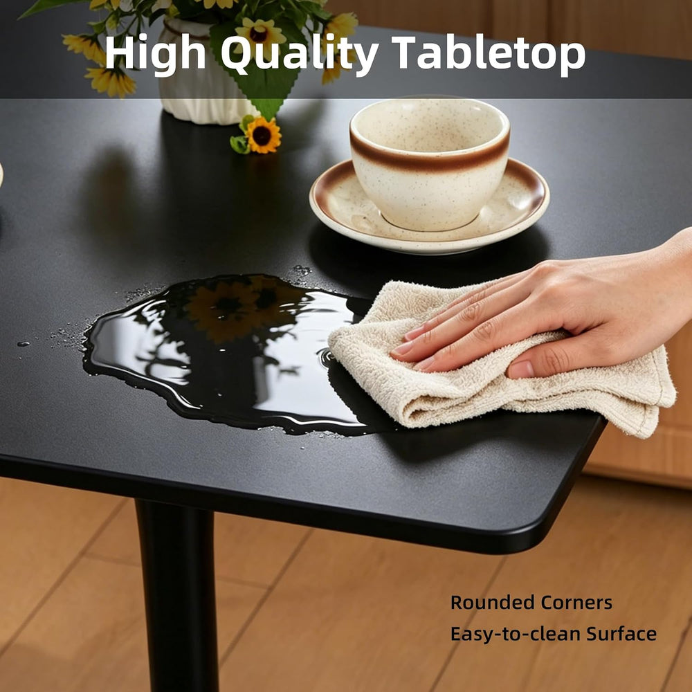 Square Dining Table, 27" Tulip Table (Black)