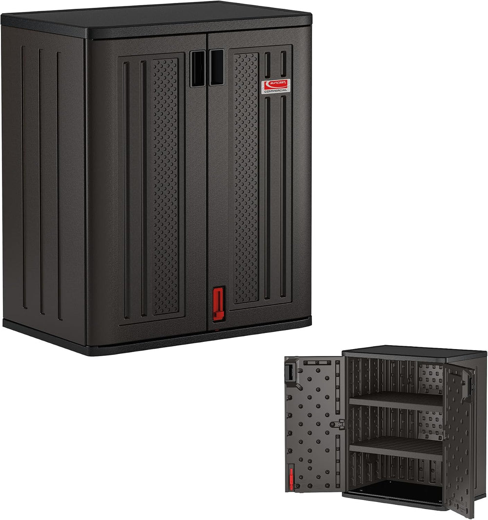 Suncast 30" Heavy-Duty Resin Garage Cabinet, Lockable, Dark Gray