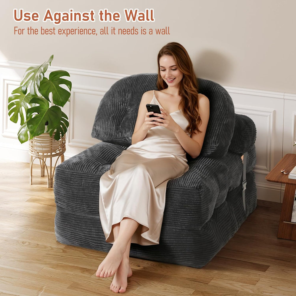 Folding Sofa Bed, Convertible Sleeper Chair with Back Support and Pillow