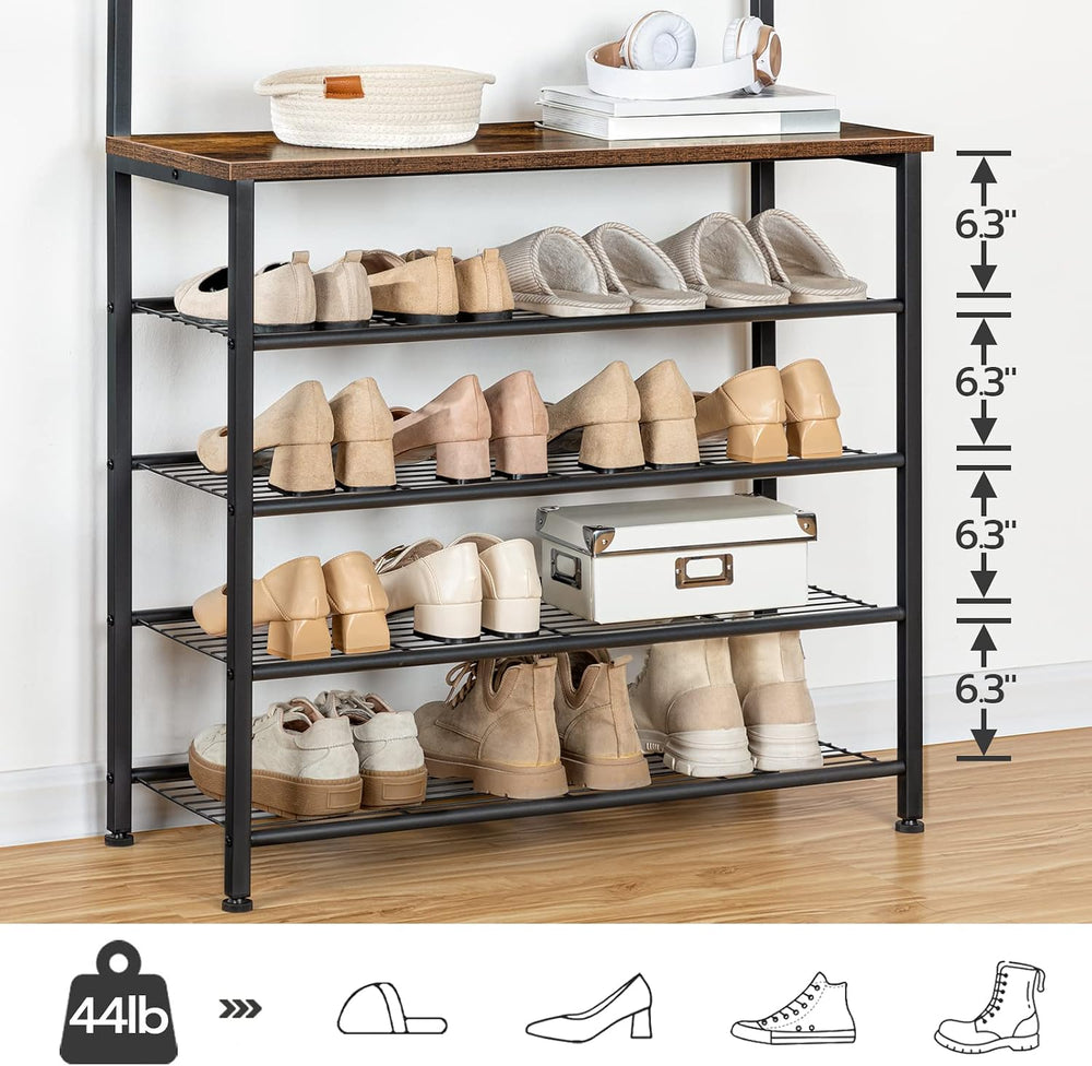 HOOBRO Hall Tree, Coat Rack with Shoe Rack, Hall Tree with Bench, 5 Tier Shoe...