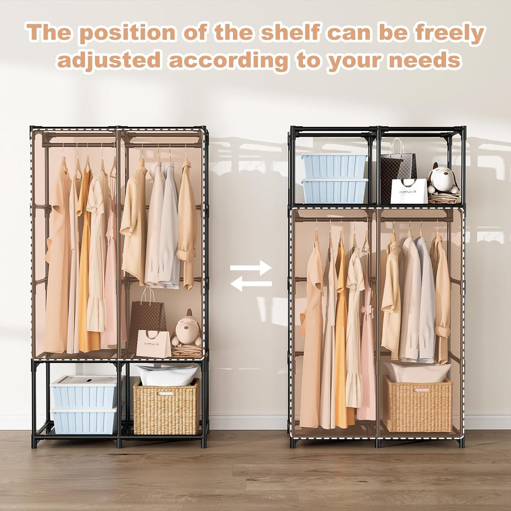 Portable Closet for Hanging Clothes, Portable Wardrobe Closet with Cover, 4 S...